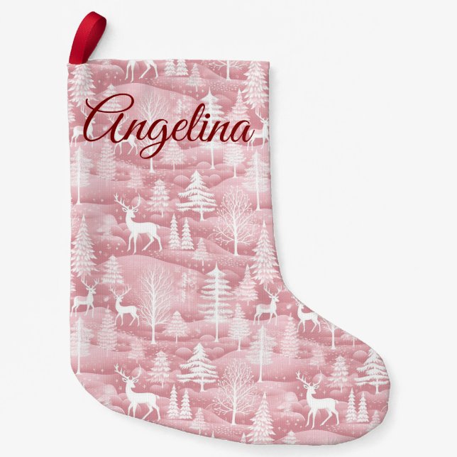 Pink Woodland Christmas Stocking Kleiner Weihnachtsstrumpf (Vorderseite)