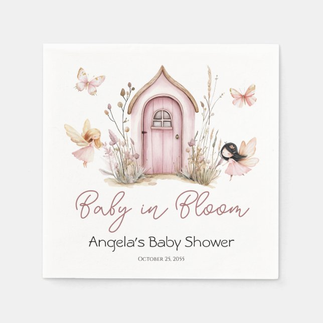 Pink Woodland Fairies Babydusche Serviette (Vorderseite)