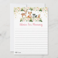 Pink Woodland Floral Baby Duschberatung Karten