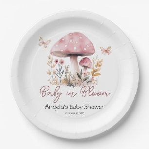 Pink Woodland Mushroom Kinderdusche Pappteller