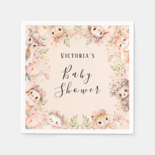 Pink Woodland Tiere Personalisiert Paper Napkin Serviette
