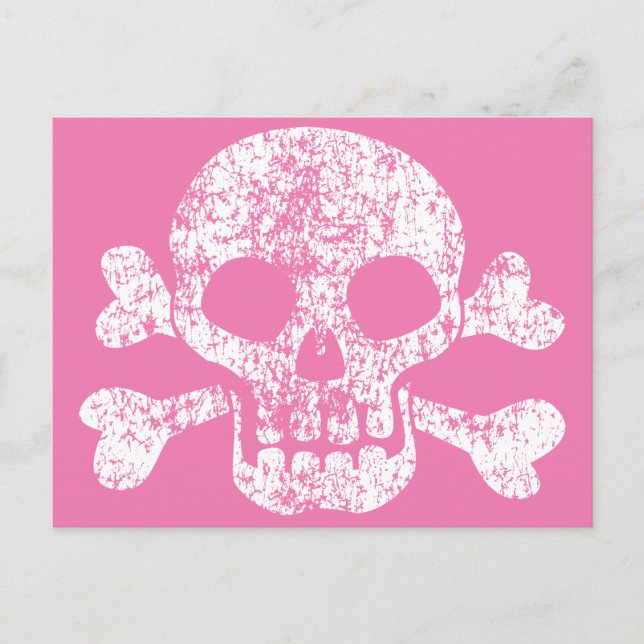 Pink Work Skull und Crossbones Postkarte (Vorderseite)