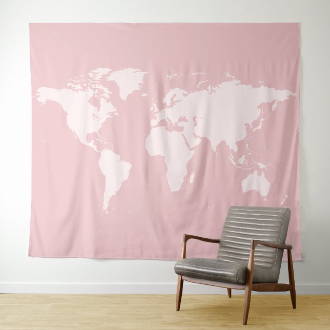 Pink World Map Detaillierte Globe-Hintergrund-Band Wandteppich (Beispiel (Horizontal))
