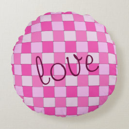 Pink Woven Muster mit Liebe Rundes Kissen