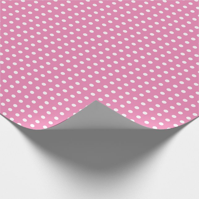 Pink Wrapping Paper mit kleinen Polka Docks Geschenkpapier (Ecke)