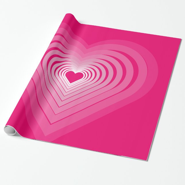 Pink Wrapping Paper with Hearts - Liebe Geschenkpapier (Ungerollt)