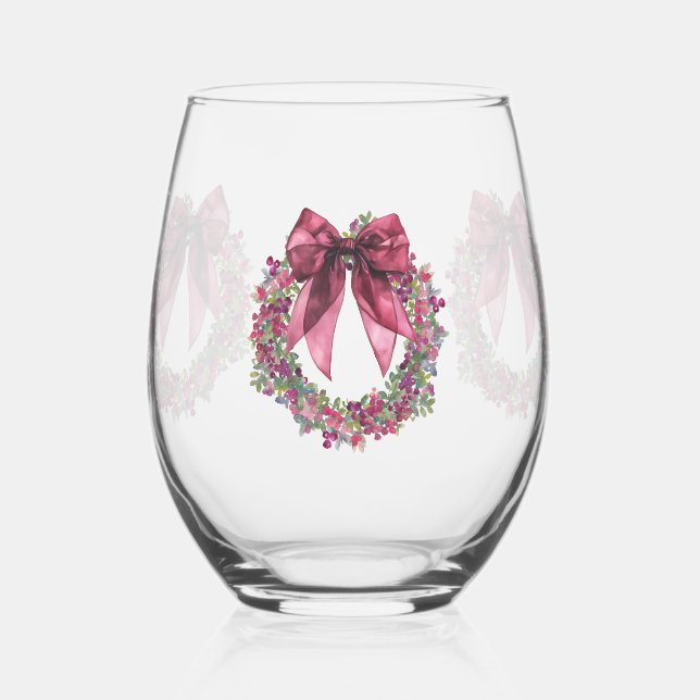 Pink Wreath Christmas Wine Glass Set Weinglas Ohne Stiel (Links)