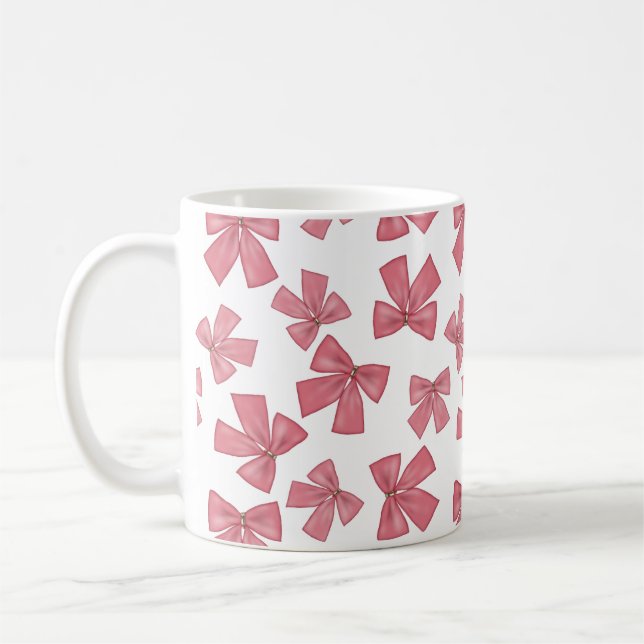 Pink Xmas Bows café Mug (Gauche)