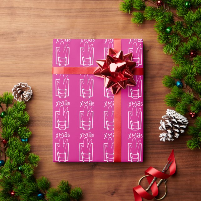 Pink Xmas Geschenkpapier (Feiertagsgeschenk)