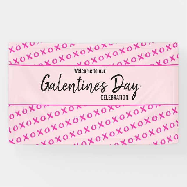 Pink XOXO Begrüßungsgalentag Banner (Horizontal)