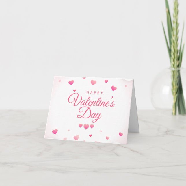 Pink  "XOXO"Hearts Happy Valentine's Day Karte (Vorderseite)