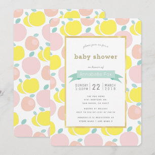 Pink Yellow Apple Muster Kinderdusche Einladung
