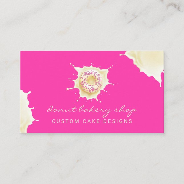 Pink Yellow Bakery Konditorei Süßcreme Donut Visitenkarte (Vorderseite)