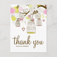 Pink & Yellow Birdcages Lovebirds Vielen Dank