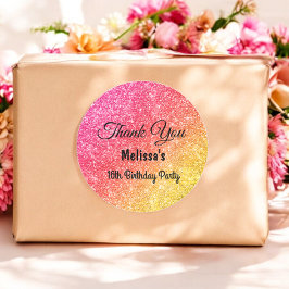 Pink Yellow Birthday Vielen Dank für Ihren Aufkleb Runder Aufkleber