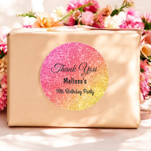 Pink Yellow Birthday Vielen Dank für Ihren Aufkleb Runder Aufkleber