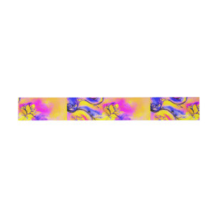 PINK YELLOW BLAU WHIMSICAL BLUME EINLADUNGSBANDEROLE