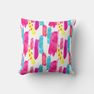 PInk Yellow Blue Abstrakt Paint Strokes Kissen