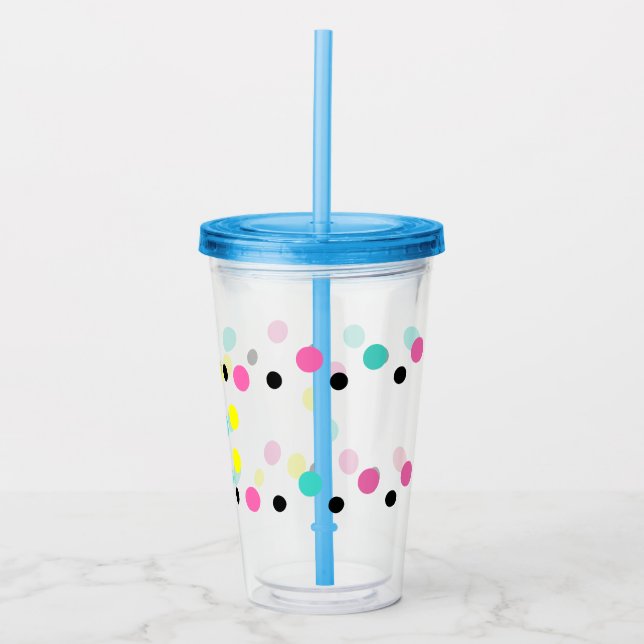 Pink Yellow Blue Polka Dots Acryltrinkbecher (Vorderseite)