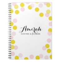 Pink & Yellow Confetti Polka Dots Custom Notebook