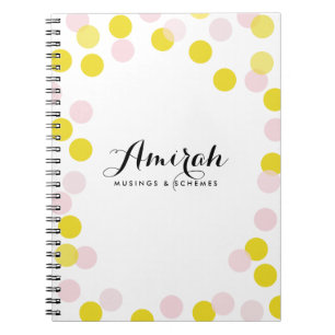 Pink & Yellow Confetti Polka Dots Custom Notebook Notizblock