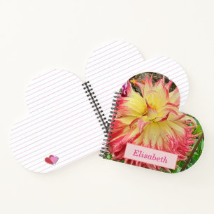 Pink & Yellow Dahlia Herzbuch Notizbuch