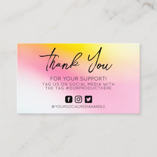 Pink Yellow Danke Whimsical Business Card Visitenkarte (Vorderseite)