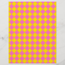 Pink Yellow Diamond Harlequin Schachbrett Pattern