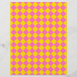 Pink Yellow Diamond Harlequin Schachbrett Pattern Briefbogen
