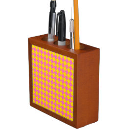 Pink Yellow Diamond Harlequin Schachbrett Pattern Stifthalter