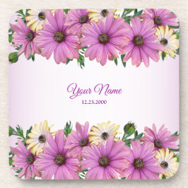 Pink Yellow Floral Rustic Elegant Wedding Party Getränkeuntersetzer