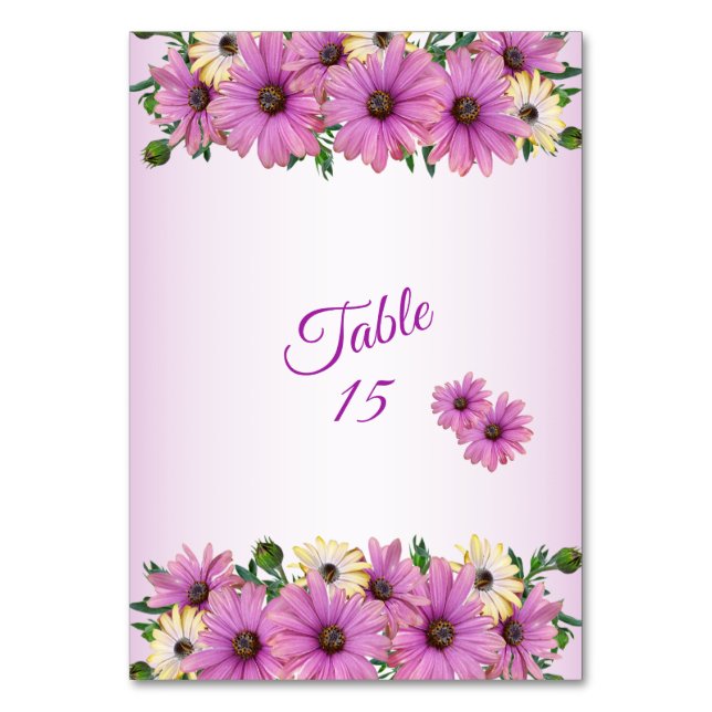 Pink Yellow Floral Rustic Elegant Wedding Party Tischnummer (Vorderseite)