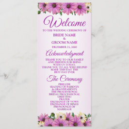Pink Yellow Floral Rustic Elegant Wedding  Programm