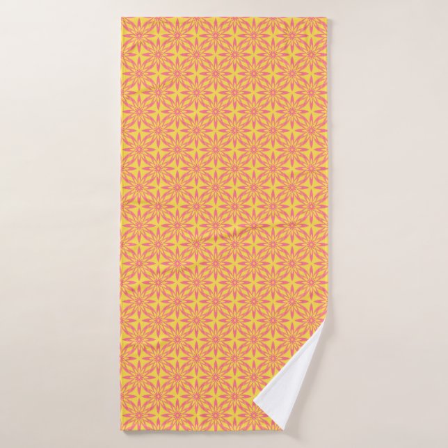 Pink Yellow Flower Seamless Pattern Badehandtuch (Badehandtuch)