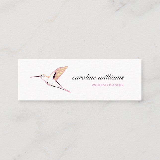 Pink yellow hummingbird illustration elegant chic mini visitenkarte (Vorderseite)