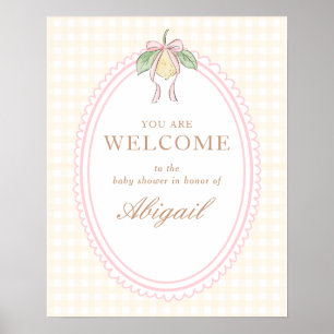 Pink & Yellow Lemon Bogen Baby Shower Willkommenss Poster