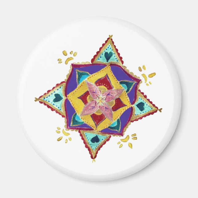 Pink Yellow Mandala Magnet (Vorne)