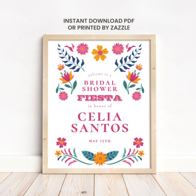 Pink Yellow Mexican Fiesta Bridal Shower Poster (Von Creator hochgeladen)