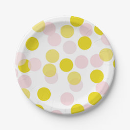 Pink & Yellow Polka Dots Confetti Muster Pappteller