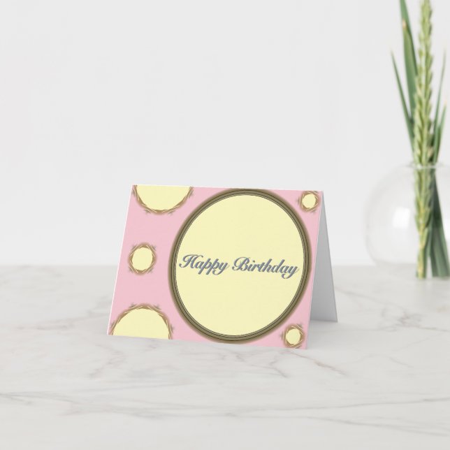 Pink Yellow Polka Dots Happy Birthday Card Karte (Vorderseite)