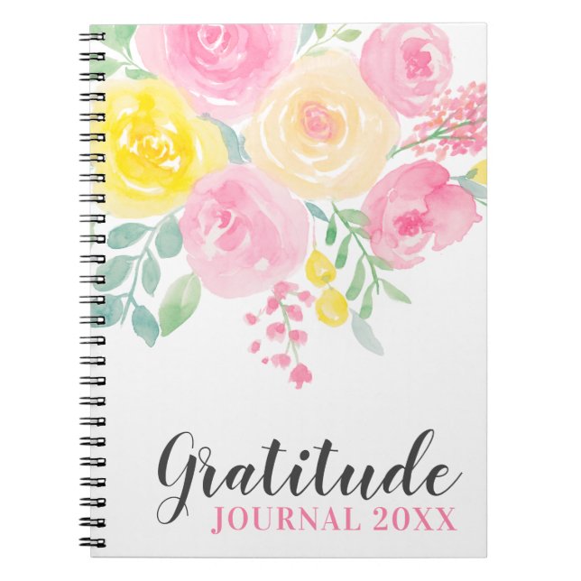 Pink yellow roses Floral Paint Journal Notizblock (Vorderseite)