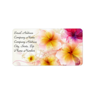 Pink & Yellow Tropical Plumeria Address Labels Adressaufkleber