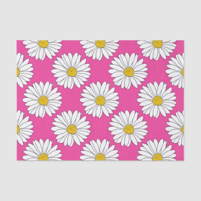 Pink Yellow White Daisy Muster Seidenpapier (Vorderseite)