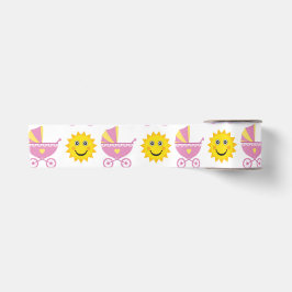 PINK YELLOW WHITE SUNS & BABY CARRIAGES SATINBAND
