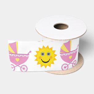 PINK YELLOW WHITE SUNS & BABY CARRIAGES SATINBAND