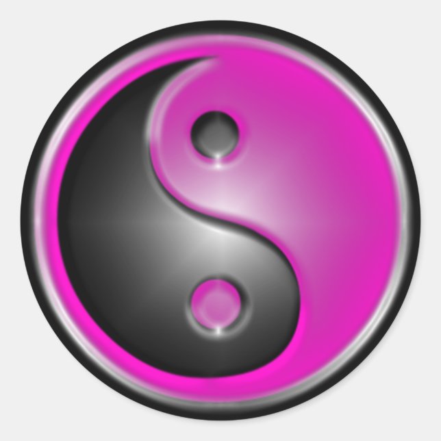 Pink Yin & Yang Runder Aufkleber (Vorderseite)