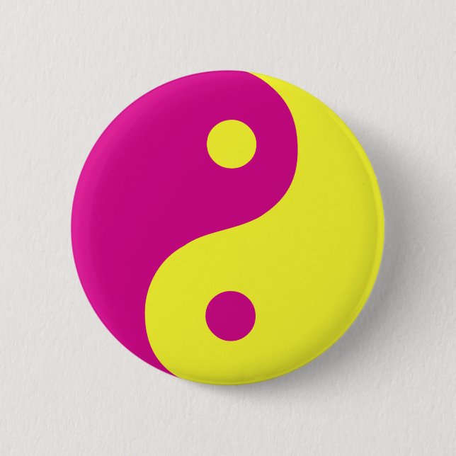 Pink Yin Yang Taoist Symbol Button (Vorderseite)