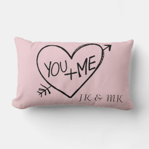 Pink You and Me Heart Monogramm Lendenkissen