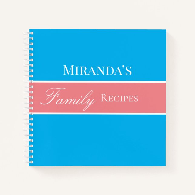 Pink Your Name Family Rezepte Script Typografie Notizbuch (Vorderseite)