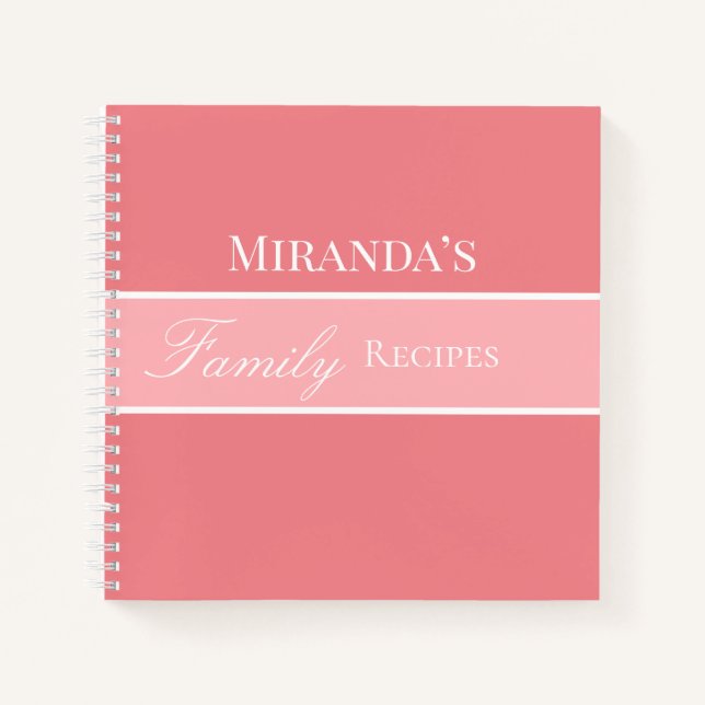 Pink Your Name Family Rezepte Script Typografie Notizbuch (Vorderseite)